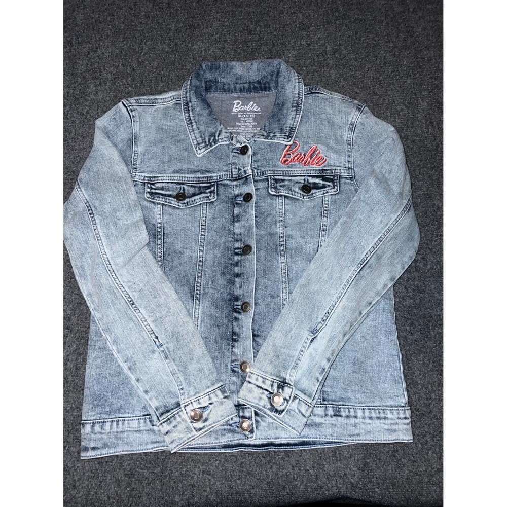 Barbie Kids XL 14-16 Denim Jacket Light Wash Girl Revolution Graphic G000253JBAR